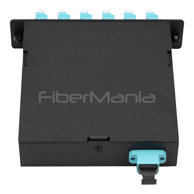 12 Fibers MTP to LC Cassette with Zirconia Ceramic Sleeves and Aluminium Body for Type A Polarity